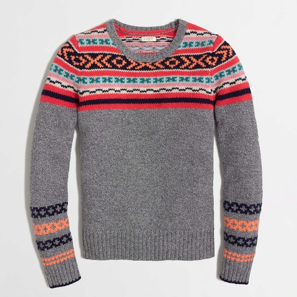 J. Crew Factory Sweaters - J. Crew Factory Lambswool Neon Fair Isle Sweater